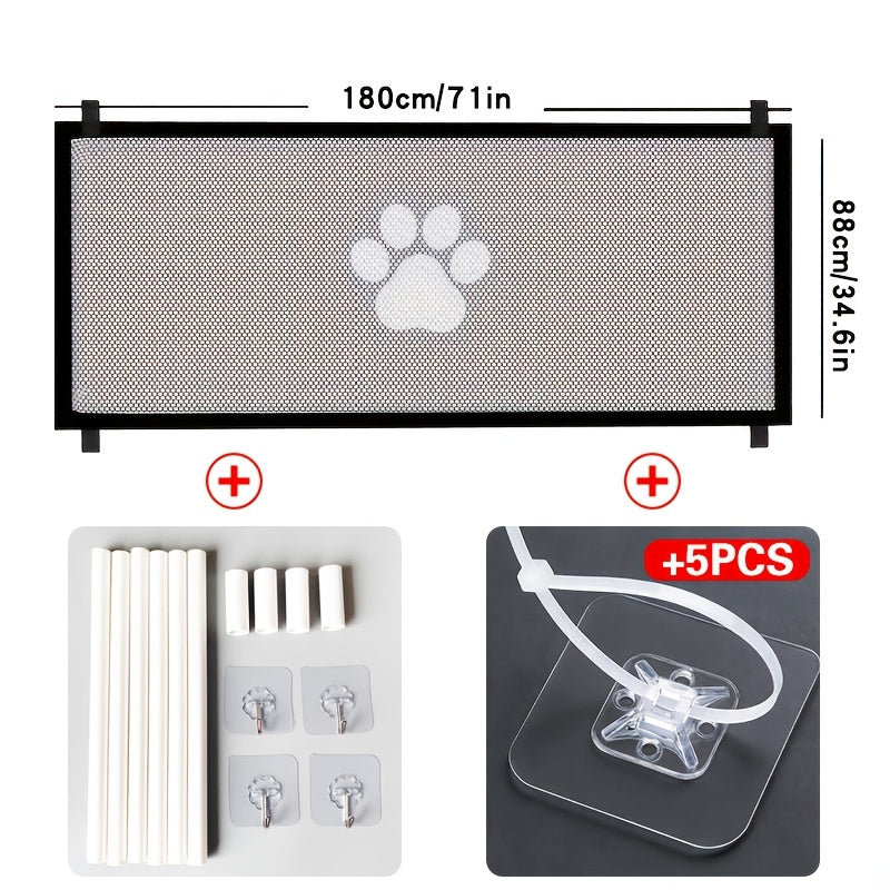 Dog Mesh Gate for Room Separation, Portable Folding Pet Barrier Net with 43.31 Inch Small and 70.87 Inch Large Length Options or Model M Set