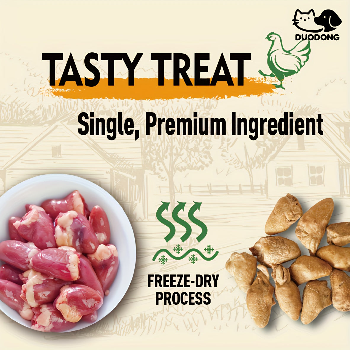 Freeze-Dried Chicken Hearts 300g for Cats and Dogs, Single-Ingredient Grain-Free Meat Treats for Training Rewards, Food Toppers and Snack Time