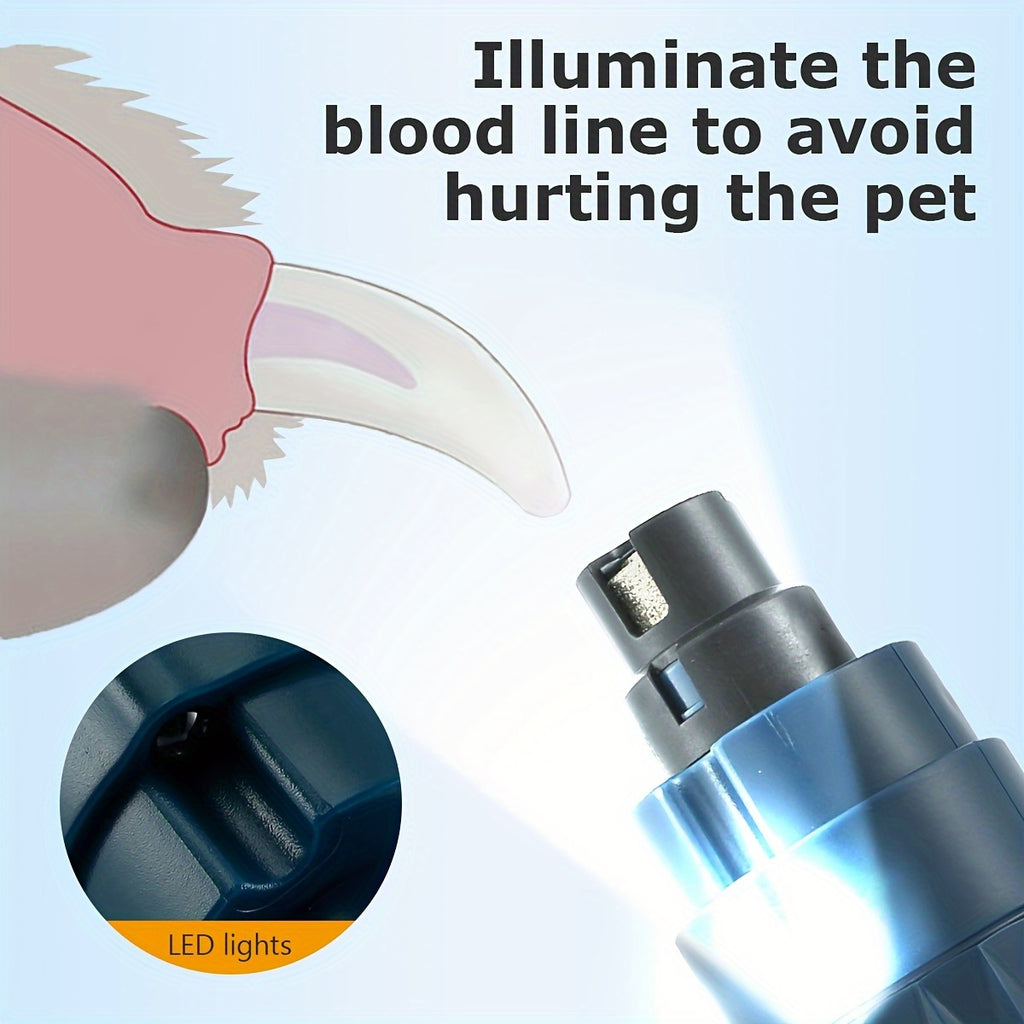 Dog Nail Grinder with LED Light, 2-Speed Rechargeable Electric Pet Nail Trimmer for Small and Large Dogs and Cats, At-Home Paw Grooming