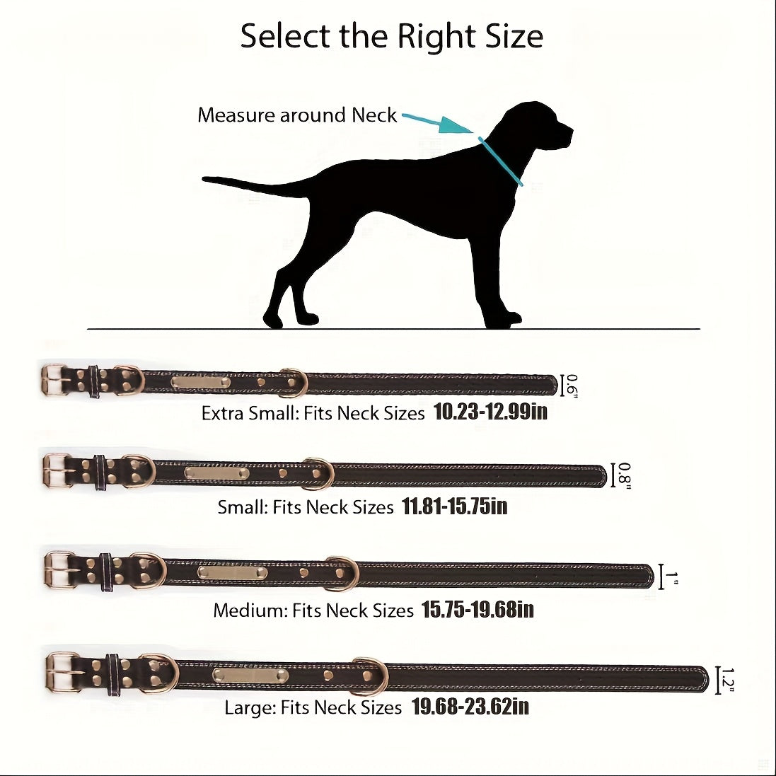 Personalized Dog Collar with Engraved Nameplate, Coffee Brown Synthetic Leather Adjustable Buckle Collar in S, M and L for Everyday Pet Identification