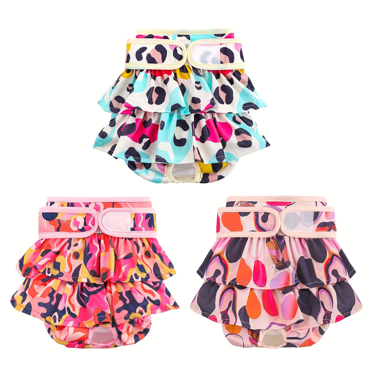 Washable Dog Diapers for Female Dogs, 3-Pack Reusable Sanitary Panties for Heat Cycles, Indoor Accident Management and Puppy Training, XS to L