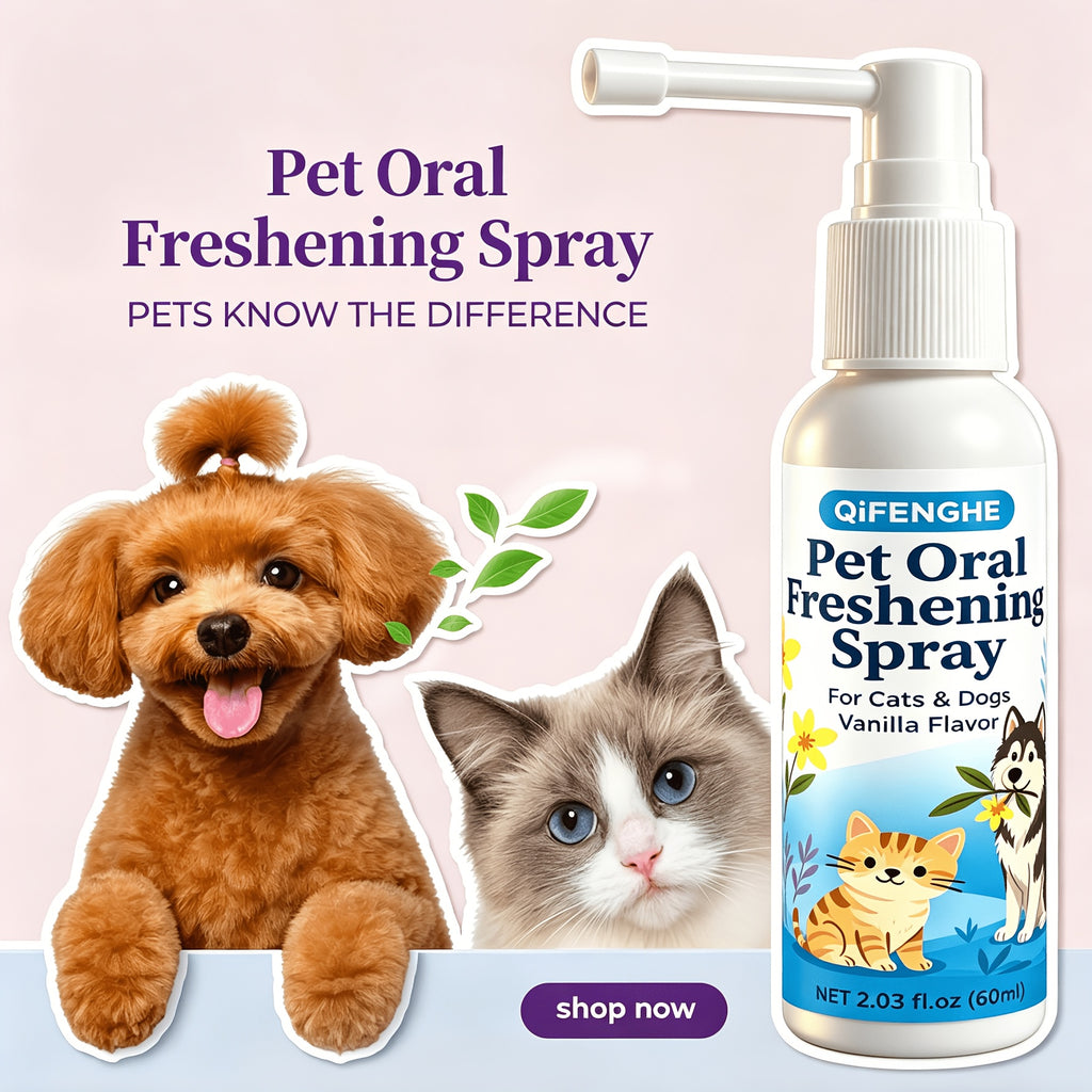 Dog Dental Spray for Dogs and Cats, Vanilla Flavor Pet Breath Freshener in 2.03 fl oz Bottle with Spray Nozzle for At-Home Oral Care Routines