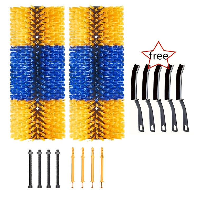 Horse Grooming Scratcher Set for Cattle and Livestock, 2 or 4 Pieces with Rounded Edges and Screws, Color Options and Selected Cleaning Brush Bundles