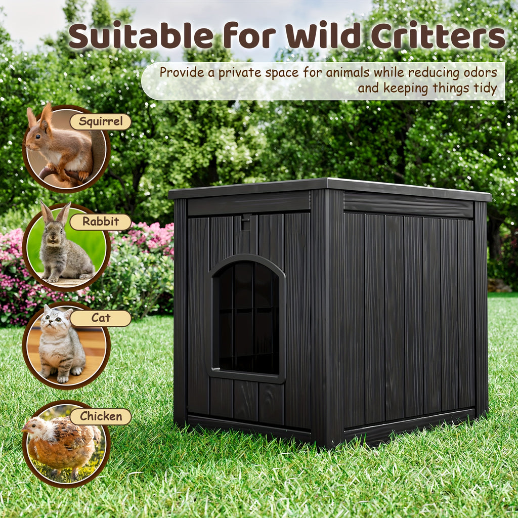 Resin Cat Litter Box with Ventilated House Design, Easy-to-Clean Large-Capacity Pet Enclosure for Small and Medium Pets, TT027 Model Options