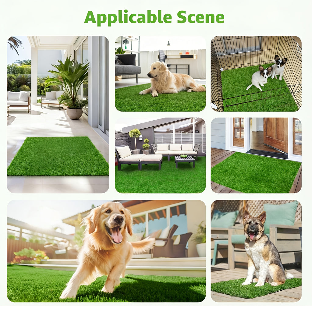 Washable Dog Potty Grass Mats with Drainage Holes and Rubber Backing, Reusable Artificial Turf Pads in Four Sizes for Indoor Training and Outdoor Use