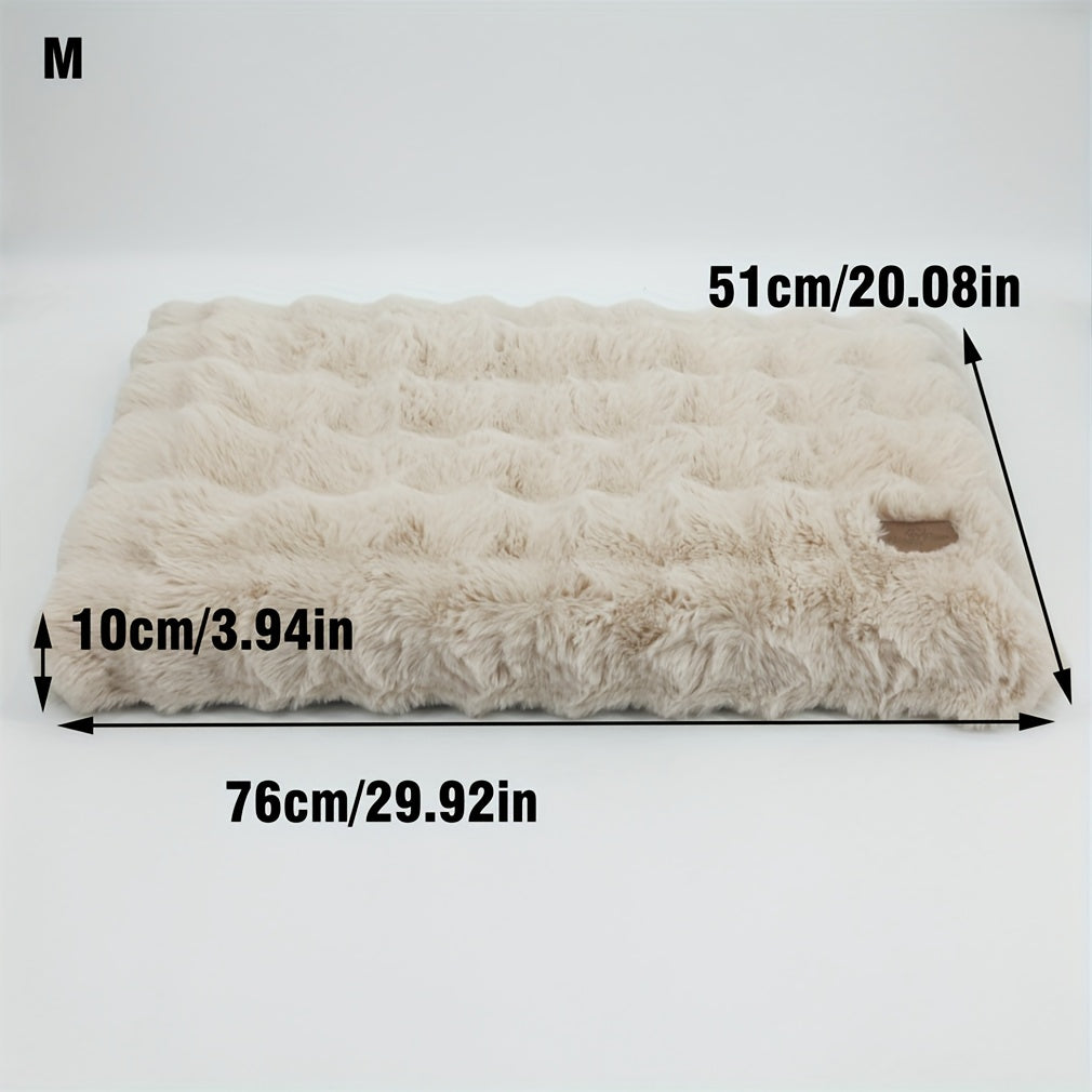 Foam Dog Bed with Waffle-Textured Removable Cover, Polyester Pet Crate Mat in Medium to 3XL Sizes for Indoor Rest, Grey or Khaki and Beige