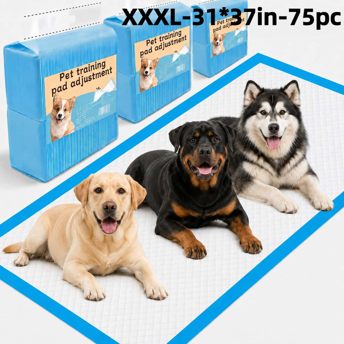 Dog Pee Pads 31 x 37 Inch, 75 Count Extra Large Disposable Puppy Training Pads with Seven-Layer Absorption for Large Dogs and Multi-Pet Homes
