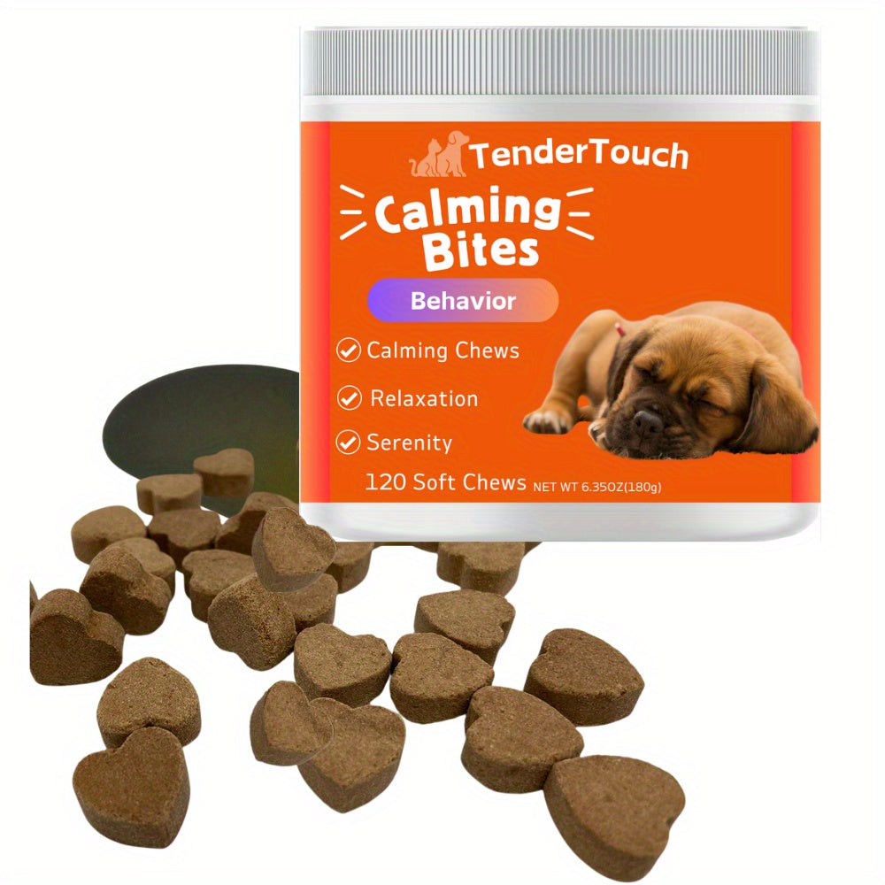 Dog Calming Chews by TenderTouch, 120-Count Canine Supplement in Chewable Format for Owner-Managed Relaxation and Wellness Routines