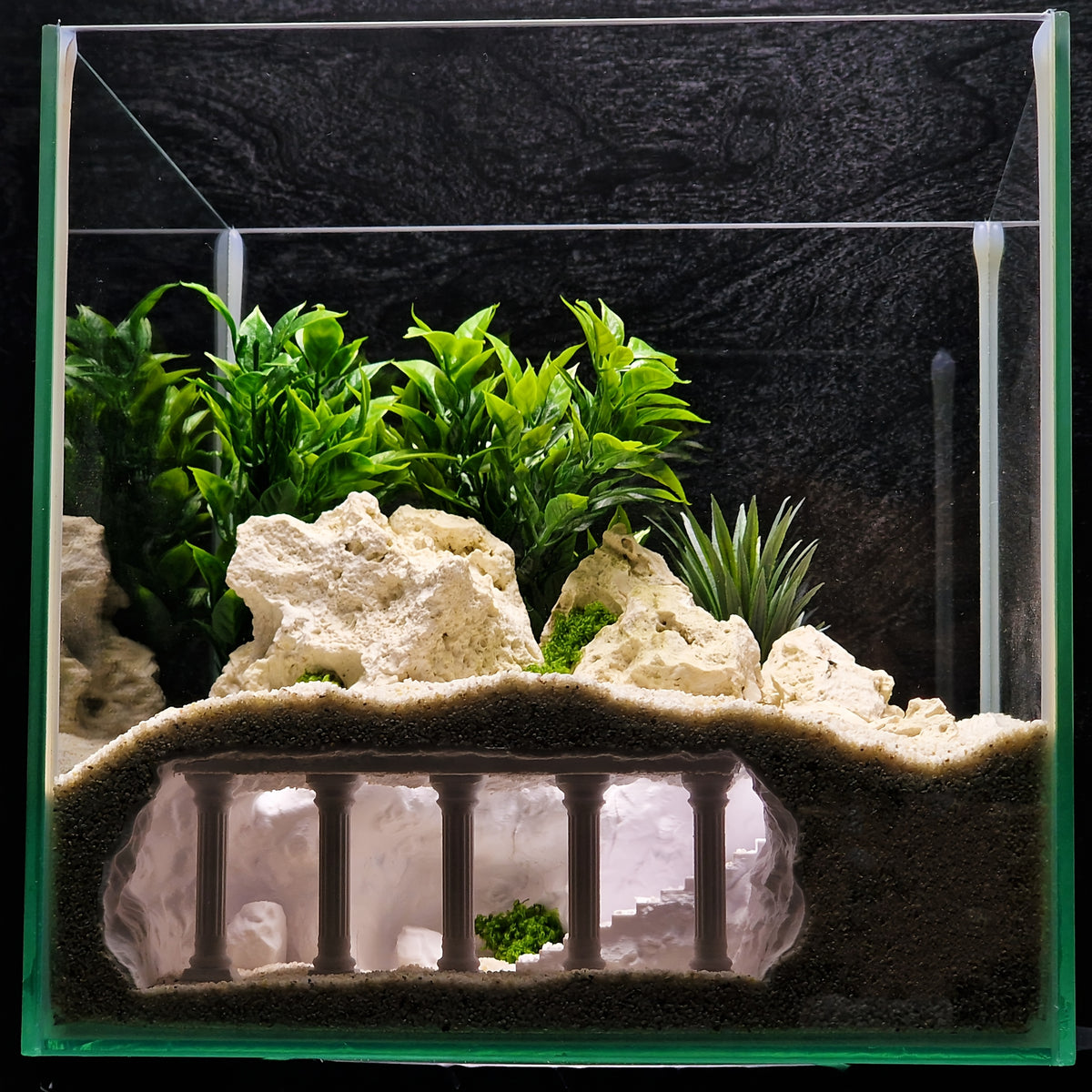 Aquarium Castle Decoration with Betta Hideout Caves, White PLA Palace Ornament for Fish Tank Aquascaping and Fish Enthusiast Gifts