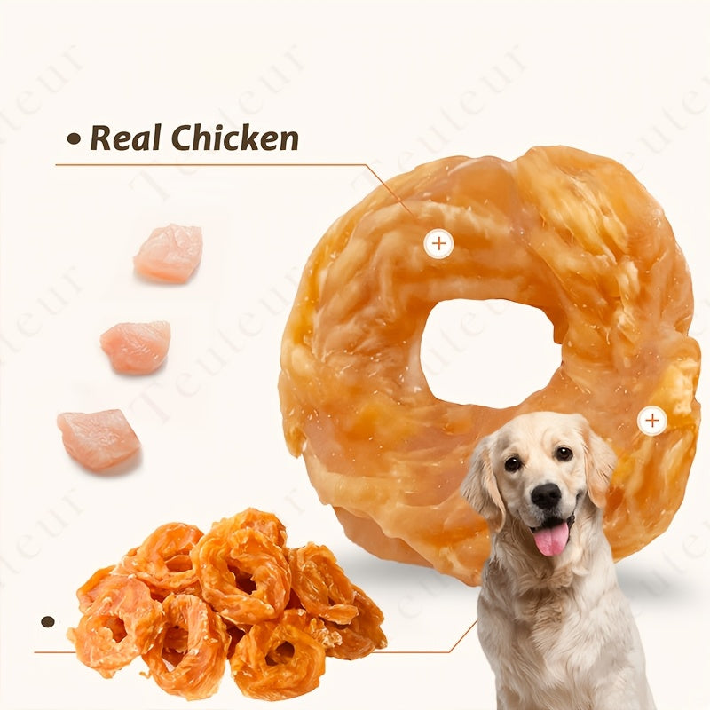 Chicken Ring Dog Treats, 120g / 4.23oz Crunchy Chicken Breast Snacks for Supervised Training Rewards, Everyday Treat Time and Dog Lover Gifts