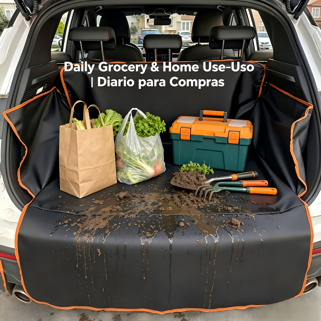 Dog Cargo Cover with Orange Edge, Thin Washable Oxford Fabric Trunk Liner for Compatible SUVs, Pet Interior Protection Mat for Everyday Travel