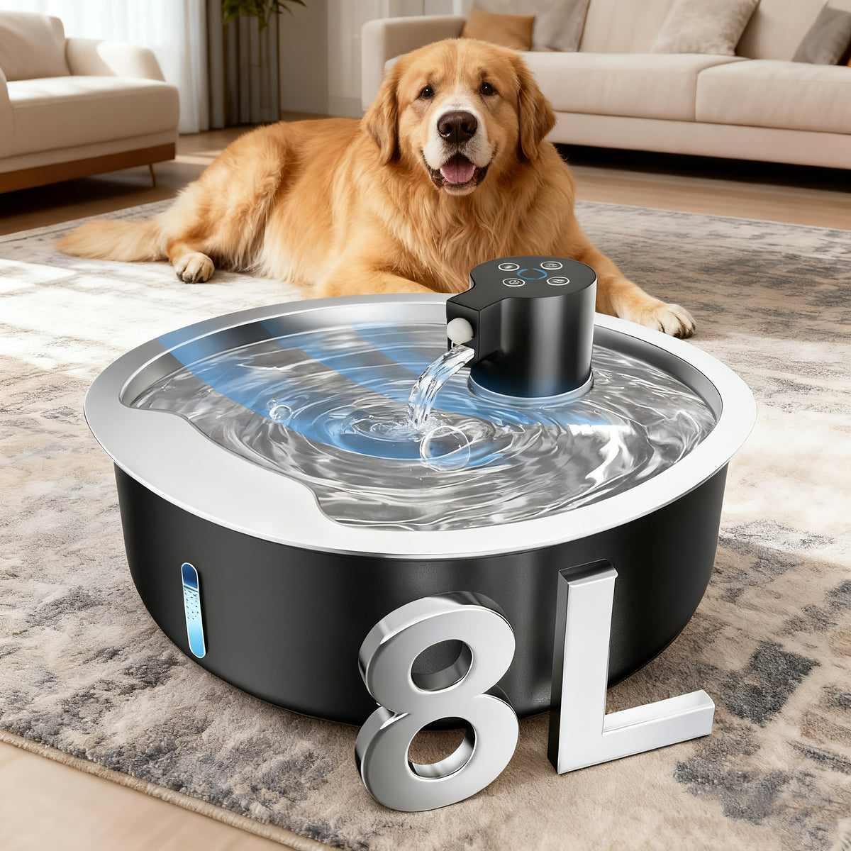 8L Stainless Steel Pet Water Fountain for Dogs and Cats, Large 2.11 Gallon Drinking Dispenser with Quiet Pump and Filter Bundle Options