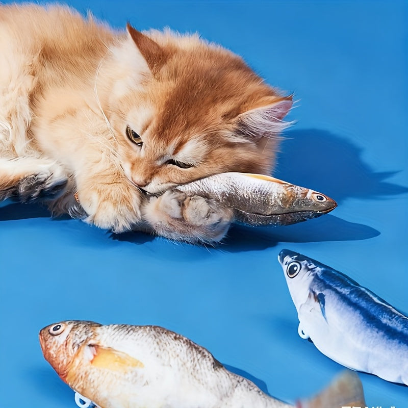 Flopping Fish Cat Toy 3-Pack, Touch-Activated Type-C Rechargeable Interactive Fish with 3 Swing Modes and Removable Motor for Indoor Cat Play
