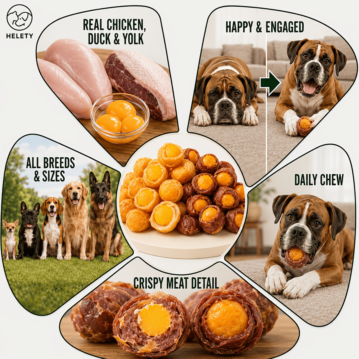 Chicken and Duck Dog Treats with Egg Yolk Options, Savory Meat Snacks for Supervised Training Rewards, Occasional Treat Time and Food Toppers