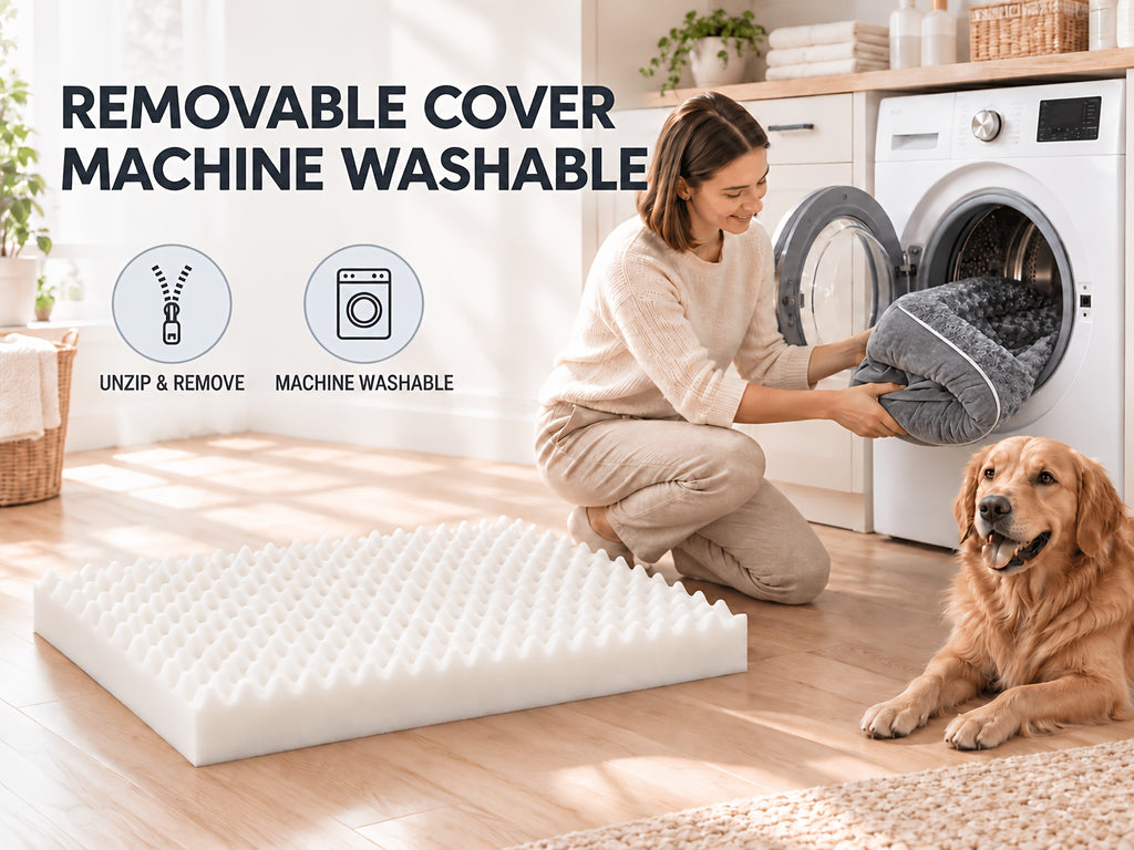 Extra Large Dog Sofa Bed with C-Shaped Bolsters, Removable Washable Plush Cover and Non-Skid Bottom, Grey Pet Couch with 20 to 71 Inch Size Options