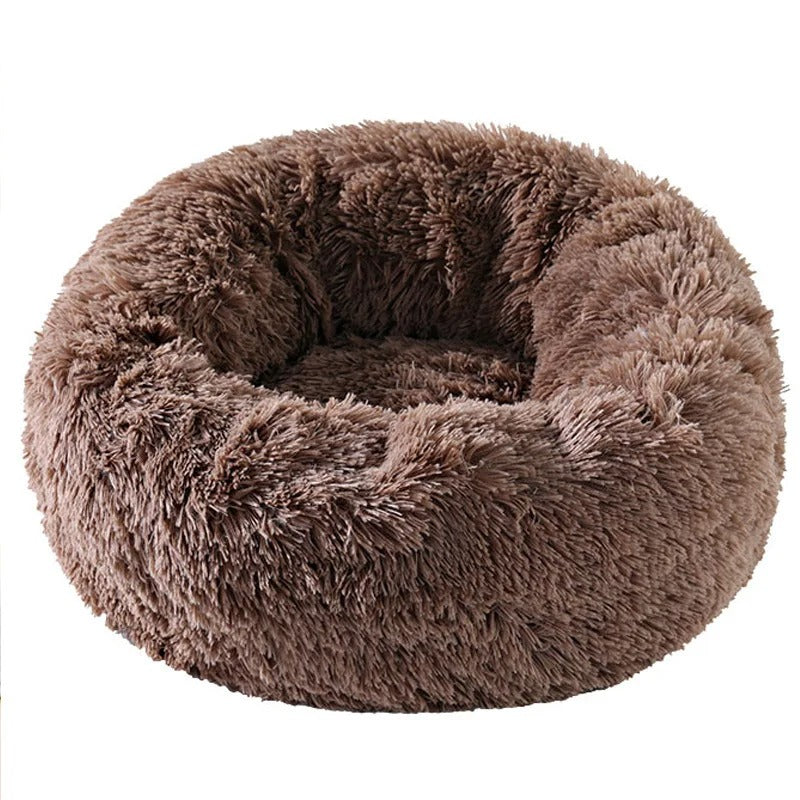 Donut Cat Bed 40cm, Fluffy Round Sleeping Nest for Cats and Small Dogs with Raised Rim, Anti-Slip Bottom and Foldable Design in Five Colors