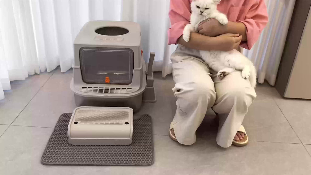 Modular Stainless Steel Cat Litter Box with Lid, Extra Large High-Sided Enclosed or Semi-Open Cat Toilet with Step, Mat and Scoop
