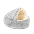 Plush Cat Cave Bed with Shell-Shaped Semi-Enclosed Design, 15.75 Inch Long Plush Pet Nest for Cozy Indoor Rest in Three Color Options