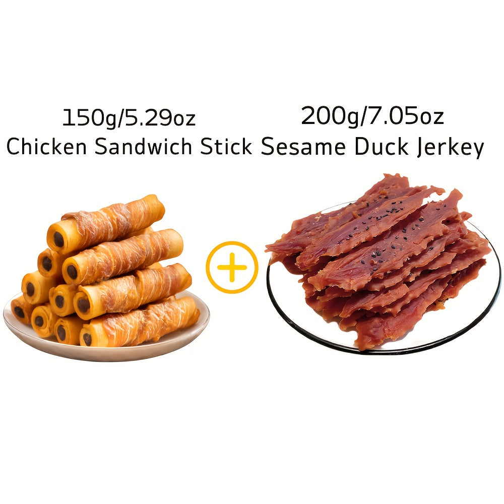 Dog Jerky Treats Mixed Flavor 14.11 oz 400g, Sesame Duck Jerky and Chicken Jerky Chews, High Protein Low Fat Easily Digestible Long Lasting Dog Chews, Training Treats for Small Medium Large Dogs