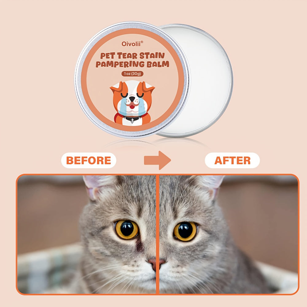 Tear Stain Remover Balm 30g for Dogs and Cats, External Eye-Area Fur Cleaning Balm for Tear Marks and Everyday At-Home Pet Grooming Routines