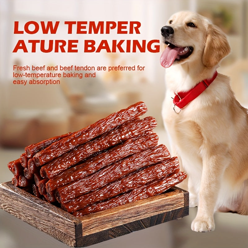 Beef Tendon Dog Treats, 150g / 5.29oz Chew Strip Option with Beef Cube and Egg Yolk Beef Selections for Training Rewards and Supervised Snack Time