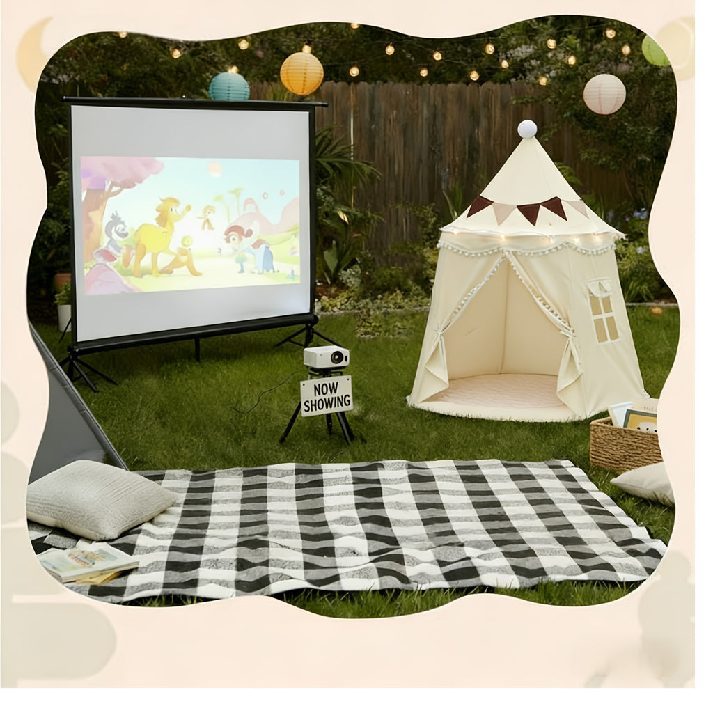 Pop Up Pet Tent for Dogs and Cats, Portable Dome Shelter with No Assembly for Camping and Road Trips, Basic or Mat, Star Lights and Flag Set