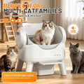 Automatic Cat Litter Box with 4-Gallon Waste Bin, Open-Top Self-Cleaning Cat Toilet with No App, Washable Liner, Litter Mat and Waste Bags
