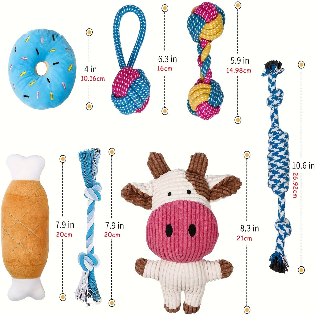 Puppy Toy Variety Pack for Small Dogs, Random 6, 12 or 19 Piece Assortment with Rope and Squeaky Toy Styles for Supervised Chew, Fetch and Tug Play