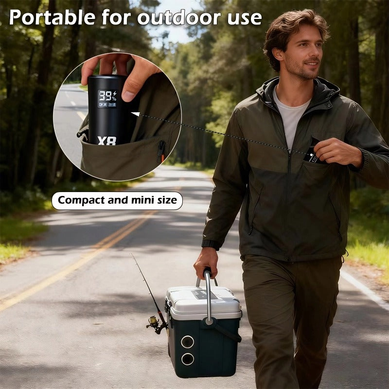 Portable Aquarium Air Pump with 2 Air Stones, 5W Dual-Hole Aerator with Buckle for Fish Tanks, Small Ponds and Hydroponic Setups