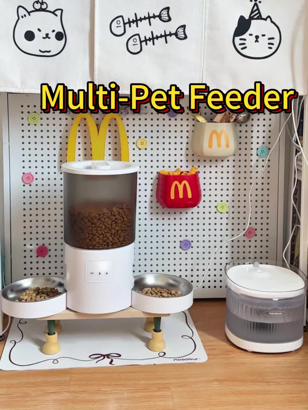 Automatic Cat Feeder for Two Cats, 4.5L WiFi App-Controlled Dry Food Dispenser with Double Bowls and Timed Feeding for Multi-Pet Homes