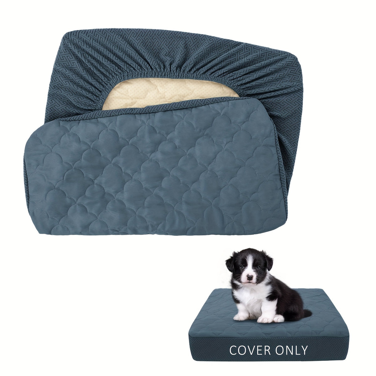 Dog Bed Replacement Cover, Washable Puppy Bed Cover Only in 30x20x6, 41x29x6 or 48x30x6 Inch Options for Compatible Pet Beds, No Insert Included