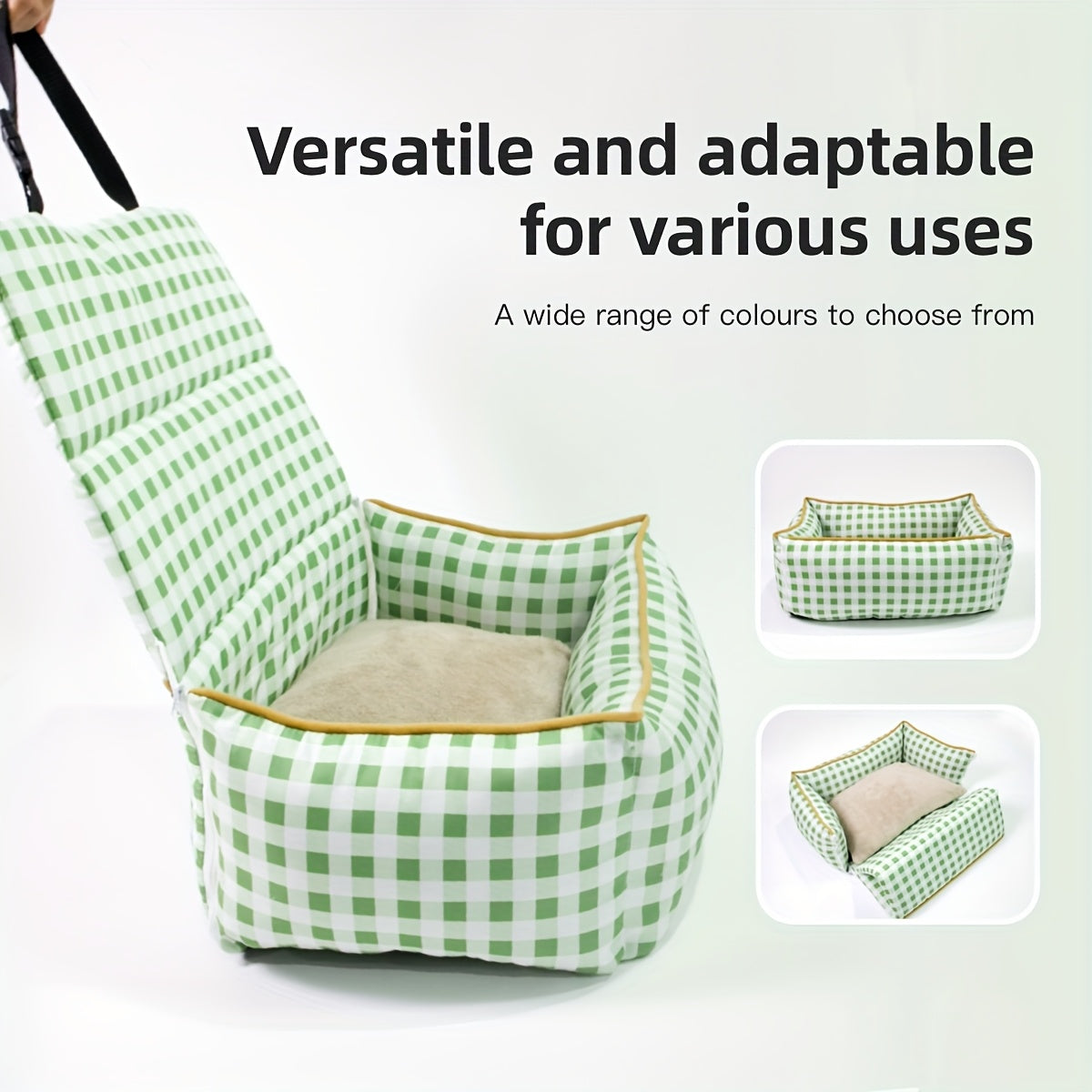 Portable Dog Car Seat with Carry Straps, Cushioned Pet Travel Bed for Dogs and Cats with Attachment Hook and Buckle, Seven Color and Style Options