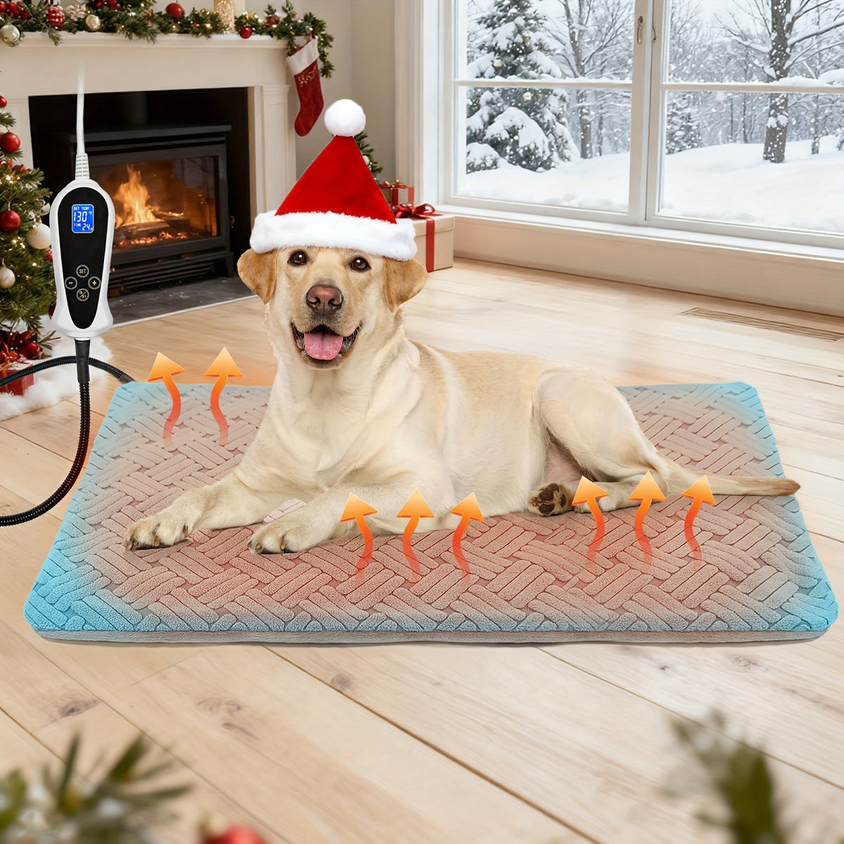 Indoor Pet Heating Pad for Cats and Dogs with Thermostatic Controller, 1-24H Timer and Removable Washable Cover in Three Size Options