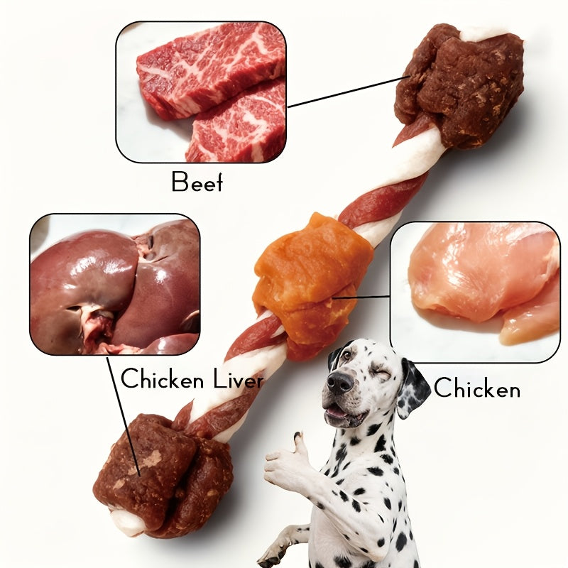 Dog Chew Snack Mix, 150g Happy Snack Selection with Chicken, Duck, Liver and Beef Jerky Flavor Labels for Supervised Treat Time and Dog Gift Baskets