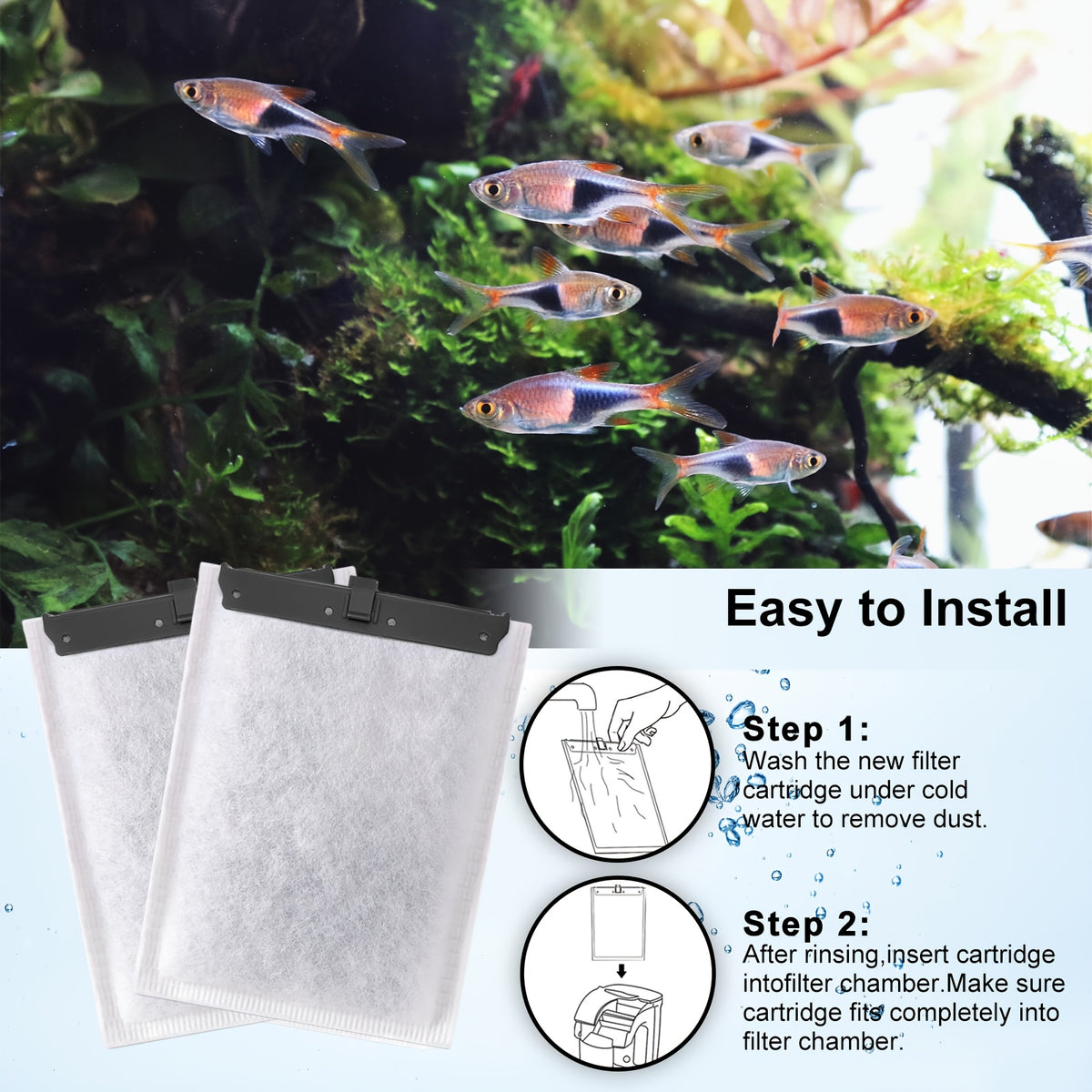 Large Filter Cartridges for Tetra Whisper Bio-Bag, 10 Pack Aquarium Replacement Filters with Activated Carbon for Compatible 20i, 40i, IQ and PF Models