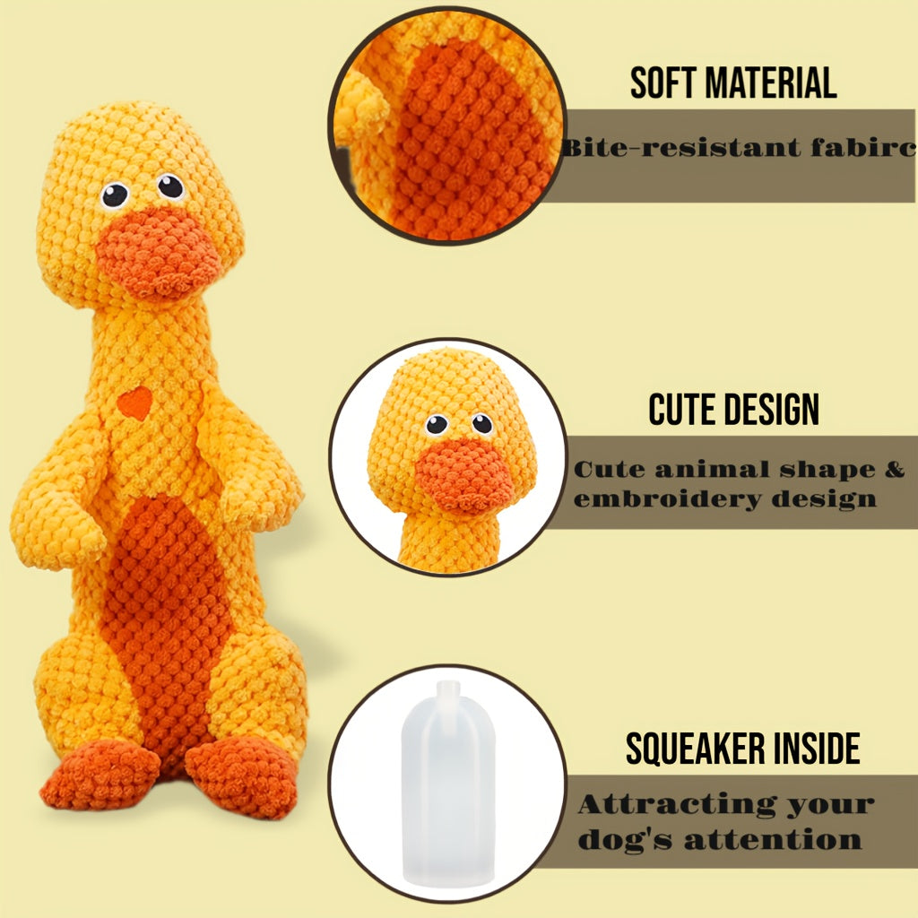 Squeaky Dog Toy with Plush Animal Design for Interactive Tug and Supervised Play, Sweet Heart Duck, Deer or Frog Pet Gift Options