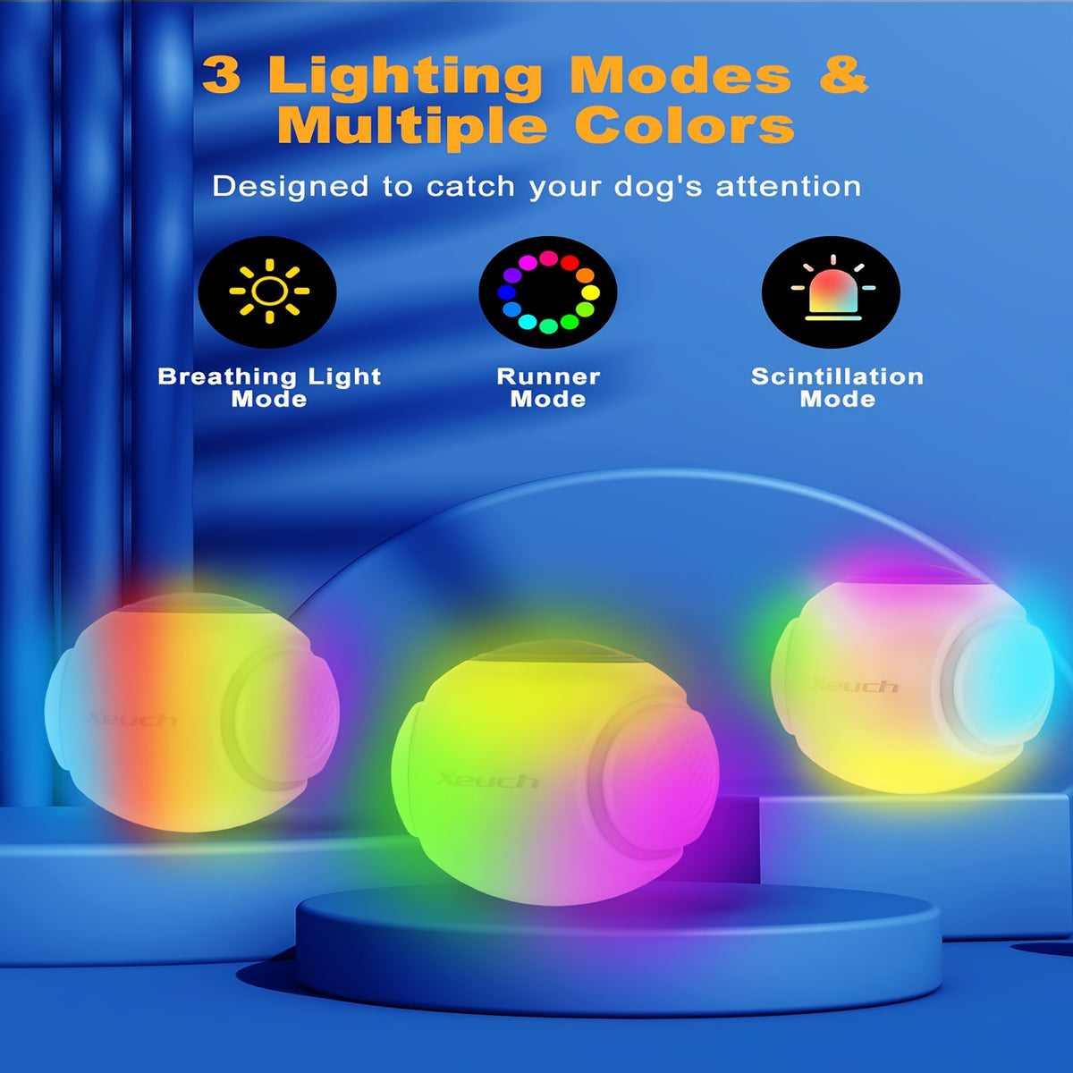 Rechargeable Light Up Dog Ball, 2.5-Inch USB Charging Fetch Toy with Motion and Bounce Activated Glow for Small and Medium Dogs at Play