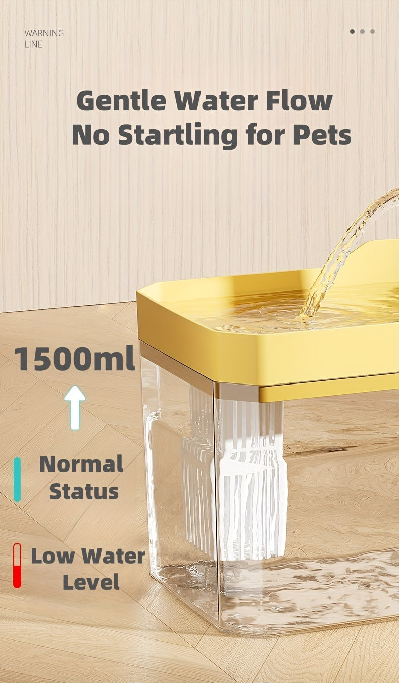 USB Cat Water Fountain with 4-Stage Filtration, Quiet Automatic Circulating Pet Drinking Dispenser for Cats and Dogs with Visible Water Level Window