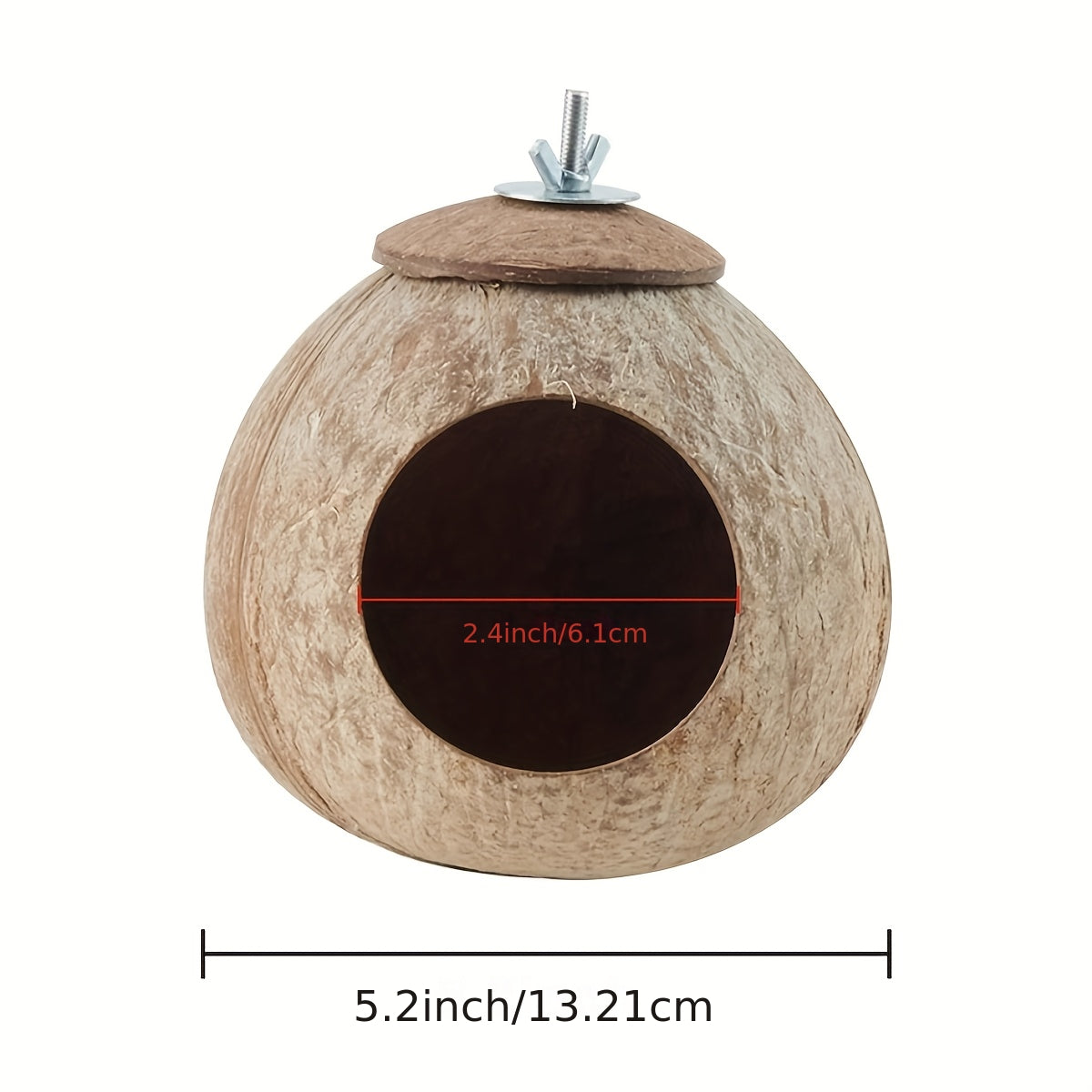 Coconut Shell Bird Nest 2 Pack with Hanging Ropes, Natural Bird Cage Hideaway Huts for Small Birds, Parakeet Cage Accessories and Decor