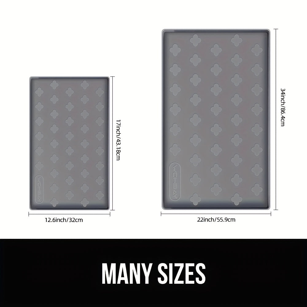Pet Feeding Mat with Raised Edge, BPA-Free Non-Slip Dog and Cat Food Water Bowl Placemat, Dishwasher Safe in 34 x 22 or 17 x 12.6 Inches