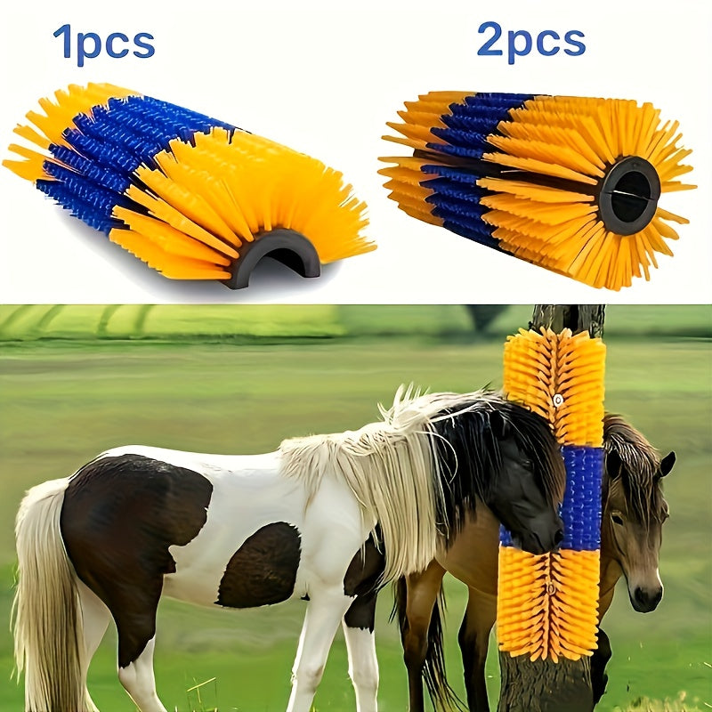 Horse Grooming Scratcher Set for Cattle and Livestock, 2 or 4 Pieces with Rounded Edges and Screws, Color Options and Selected Cleaning Brush Bundles