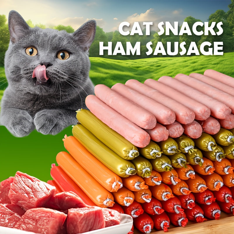 Cat Sausage Treats, Soft Snack Sticks in 16 or 32 Count Packs for Training Rewards and Bonding, Plus Chicken Duck Beef Fish Mixed Flavor Option