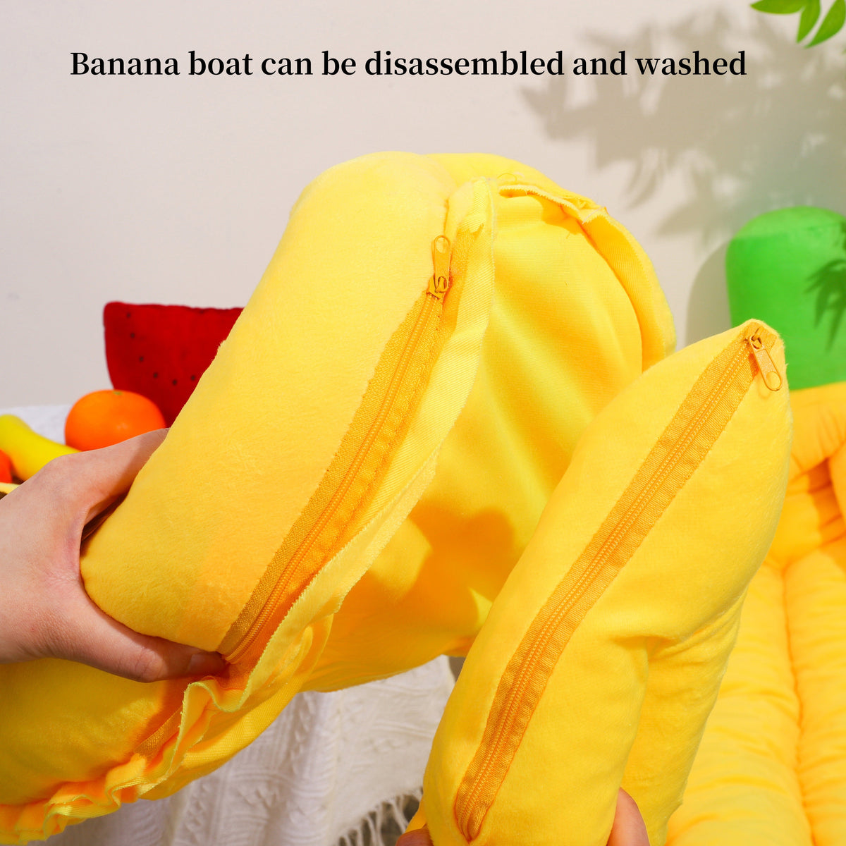 Banana Cat Bed in Yellow Plush, Fruit-Shaped Pet Nest with Raised Sides for Cats and Small to Medium Dogs, S L XL and 2XL Size Options