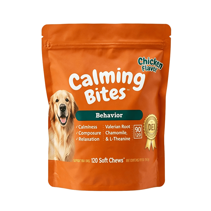 Chicken Flavor Calming Soft Chews for Dogs and Cats, Pouch-Style Pet Supplement with Chewable Format for Owner-Managed Wellness Routines
