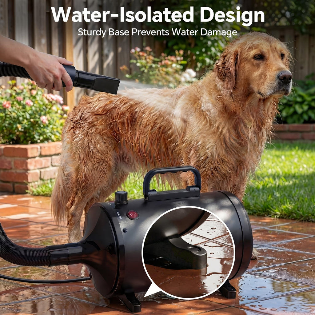 Dog Blow Dryer 2000W with Adjustable Speed and Temperature, Pet Grooming Hair Dryer with 4 Nozzles and Extendable Hose in Four Colors