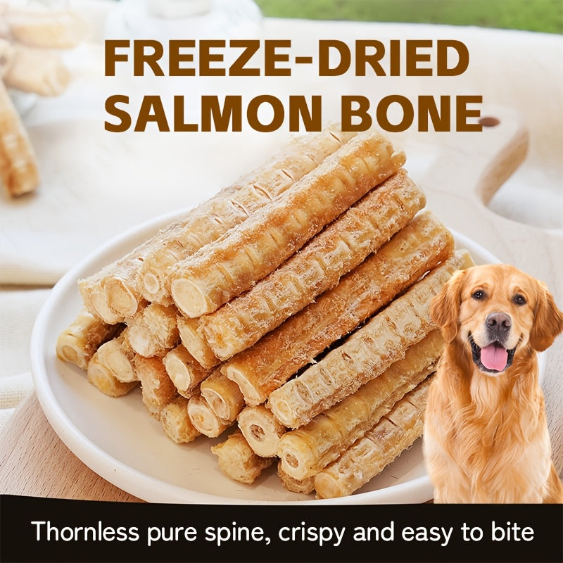 Salmon Bone Dog Treats, 80g Freeze-Dried Crunchy Fish Snacks for Small and Medium Dogs, Supervised Reward Treats for Everyday Treat Time