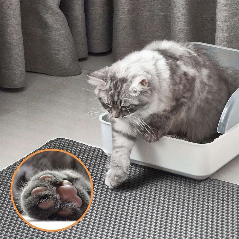 Cat Litter Catching Mat with Double-Layer Honeycomb Design, Waterproof Non-Slip Litter Box Floor Mat in Three Sizes for Everyday Scatter Control