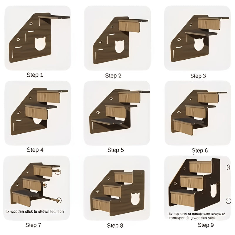Pet Stairs for Bed and Couch, 15-Inch Three-Tier Dog and Cat Steps with Non-Slip Surface, Side Railings and Compact Ramp-Style Design