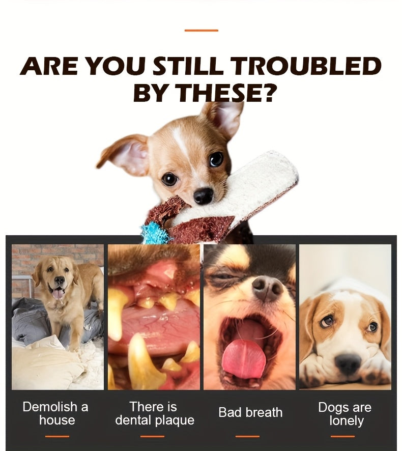 Beef-Flavored Dog Dental Chews, 6 Toothbrush-Shaped Chew Treats for Medium and Large Dogs, Textured Snacks for Supervised Reward Time