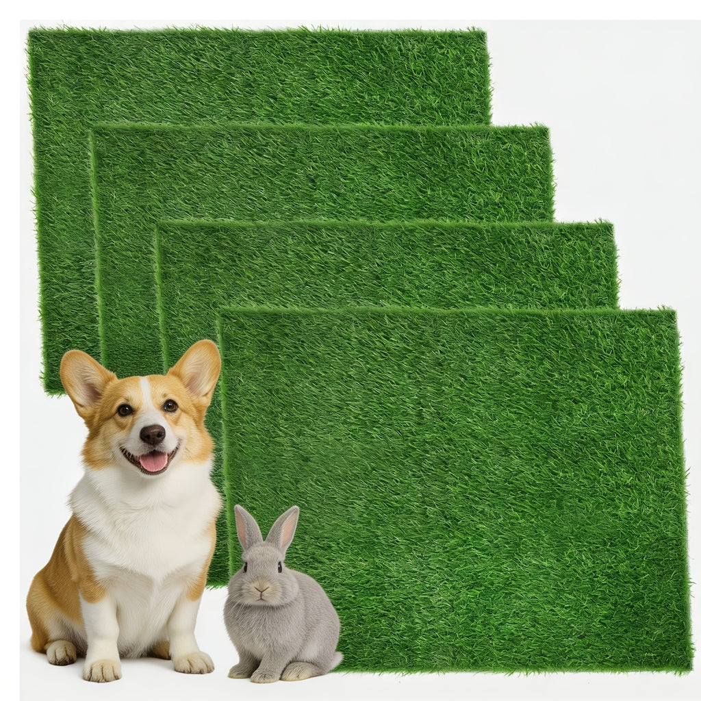 Washable Dog Potty Grass Mats with Drainage Holes and Rubber Backing, Reusable Artificial Turf Pads in Four Sizes for Indoor Training and Outdoor Use